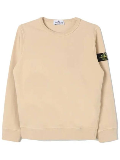 Kids Wappen Patch Organic Cotton Fleece Sweatshirt Beige - STONE ISLAND - BALAAN 2