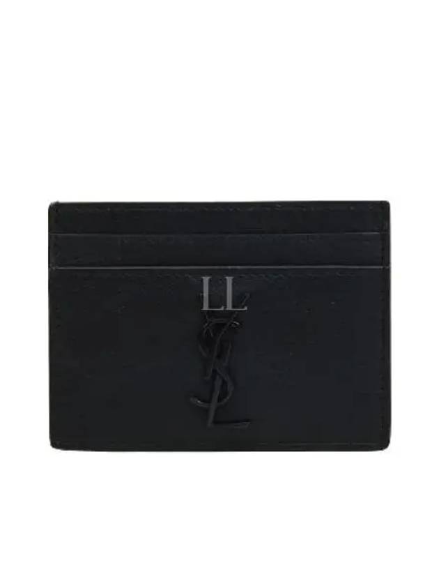 Monogram Crocodile Leather Card Wallet Black - SAINT LAURENT - BALAAN 2
