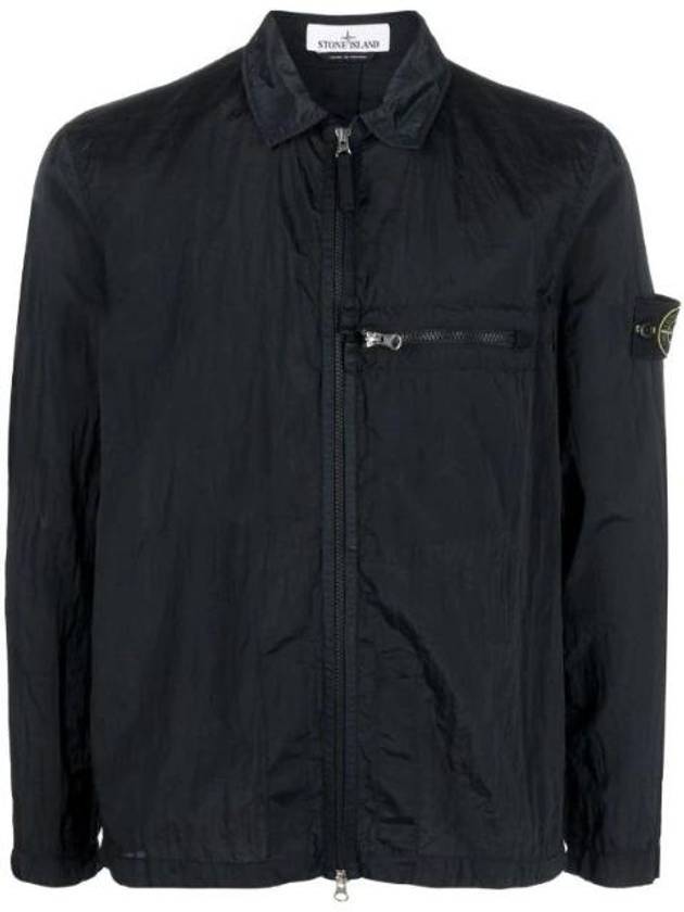 Men's Wappen Patch Overshirt Zip-up Jacket Black - STONE ISLAND - BALAAN 1