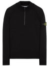 Men's Logo Patch Half Zip Up Knit Top Black - STONE ISLAND - BALAAN 1