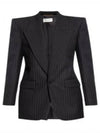 Striped Wool Jacket Black - SAINT LAURENT - BALAAN 2