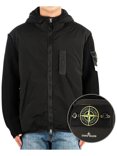 PrimaLoft-TC Knit Nylon Zip Up Hoodie Black - STONE ISLAND - BALAAN 2