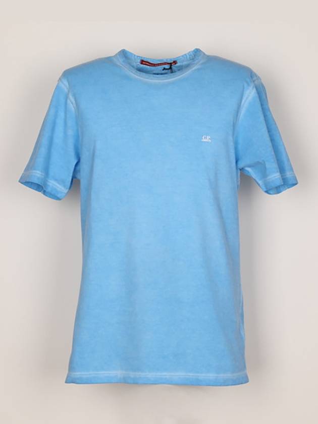 piece-dyed short sleeve t-shirt blue - CP COMPANY - BALAAN.