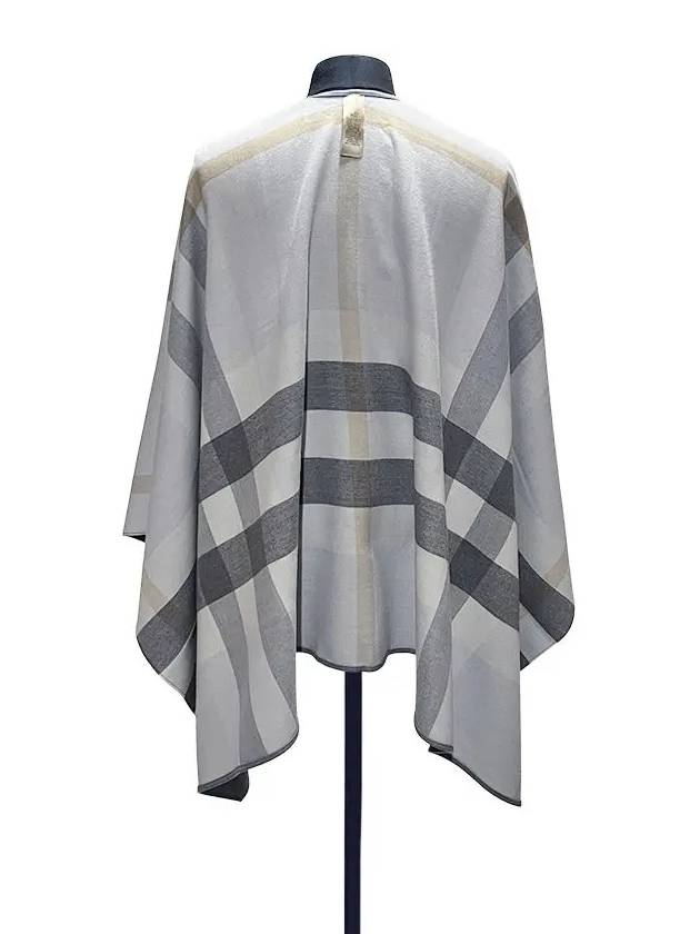 Women's Check Reversible Wool Cape Grey - BURBERRY - BALAAN 8