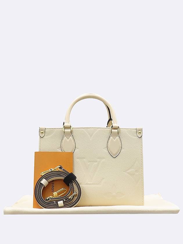 M46569 Monogram Empreinte Cream Color On the Go PM Tote Bag Shoulder Strap 2WAY - LOUIS VUITTON - BALAAN 1