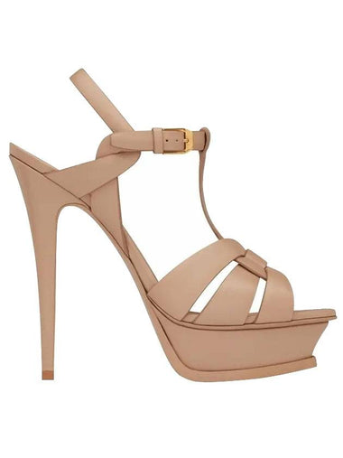 Tribute Sandals Heel Beige - SAINT LAURENT - BALAAN 1