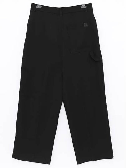 Logo Patch Wool Wide Pants Black - LOEWE - BALAAN 2