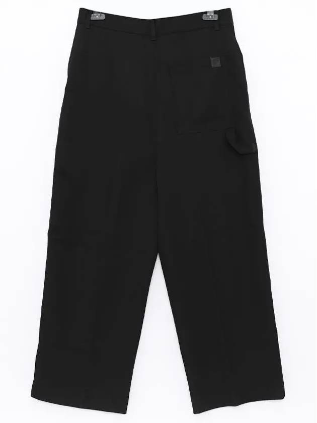 Logo Patch Wool Wide Pants Black - LOEWE - BALAAN 4