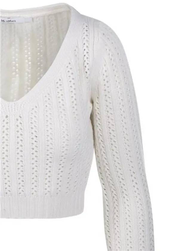 Ifrem Wool Cashmere Crop Knit Top White - MAX MARA - BALAAN 5