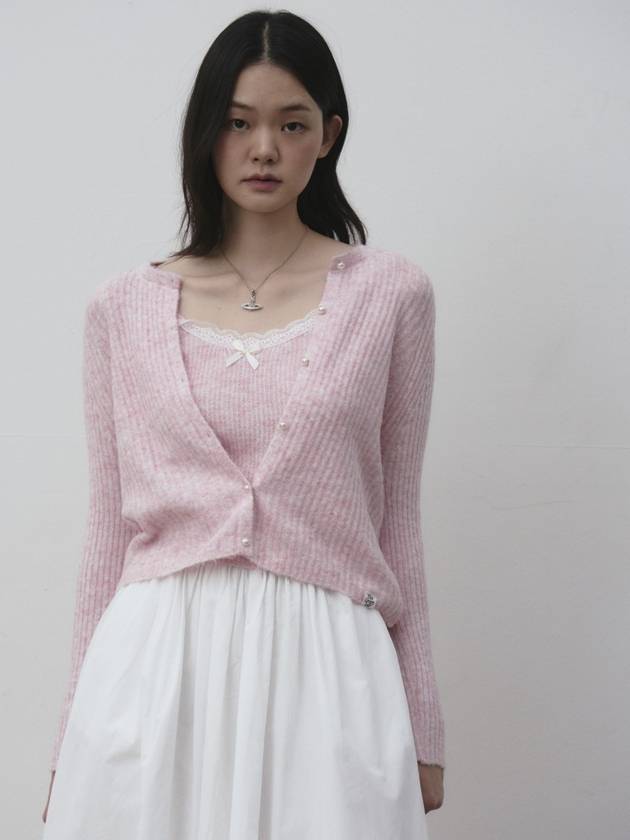 Lace detail top cardigan set Light pink - THE GREEN LAB - BALAAN 1