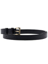 Women's Gold Triangle Logo Leather Belt Black - PRADA - BALAAN 3