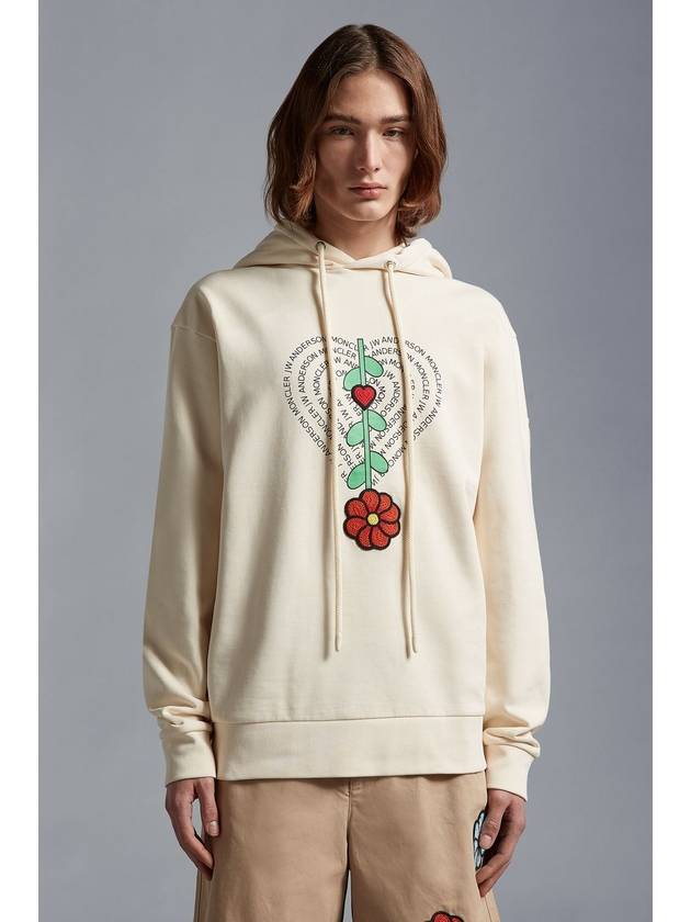 Flower Fleece Jersey Hoodie Beige - MONCLER - BALAAN 8