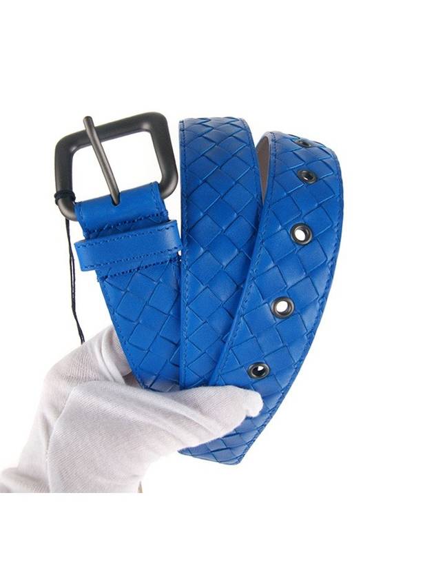 Intrecciato Leather Belt Blue - BOTTEGA VENETA - BALAAN 2