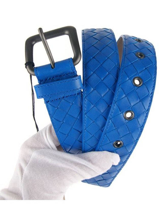 Intrecciato Leather Belt Blue - BOTTEGA VENETA - BALAAN 2