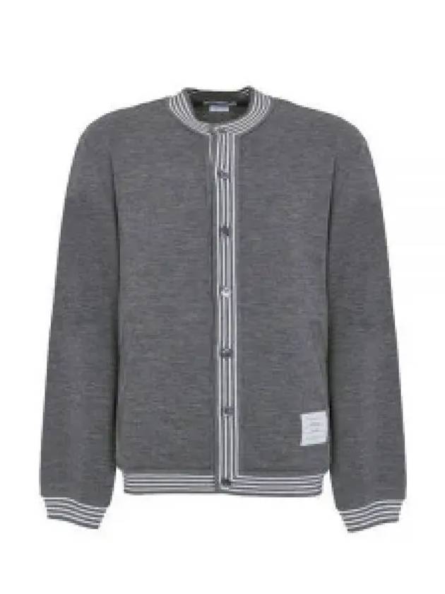 Men's Funnel Neck Button Up Wool Jacket Grey - THOM BROWNE - BALAAN 2