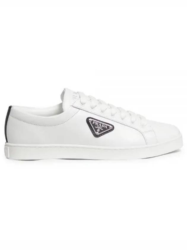 Brushed Leather Sneakers White Black - PRADA - BALAAN 2