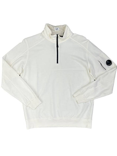 Lens Wappen Fleece Half Zip Up Sweatshirt White - CP COMPANY - BALAAN 2