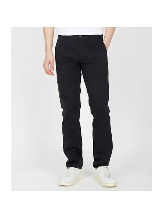 Slim Fit Stretch Cotton Satin Chino Straight Pants Black - HUGO BOSS - BALAAN 1