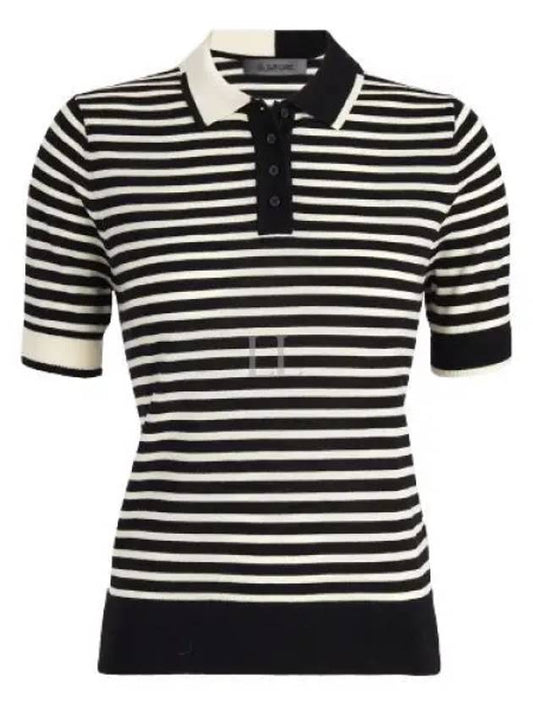 24 Contrast Stripe Merino Wool SS Sweater Polo GLS000002 Onyx Women s Short Sleeve - G/FORE - BALAAN 1