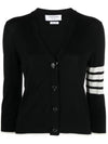 4 Bar Relaxed Fit Fine Merino Wool Cardigan Black - THOM BROWNE - BALAAN 1