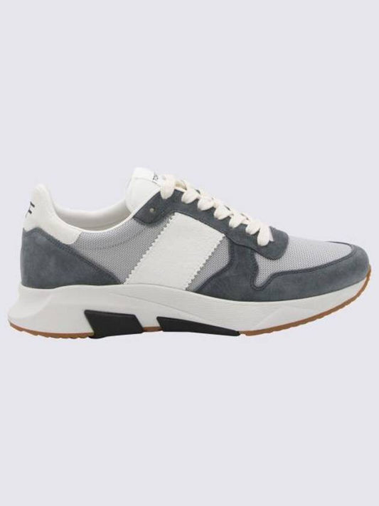 Suede Technical Fabric Jagga Low Top Sneakers Blue White - TOM FORD - BALAAN 1