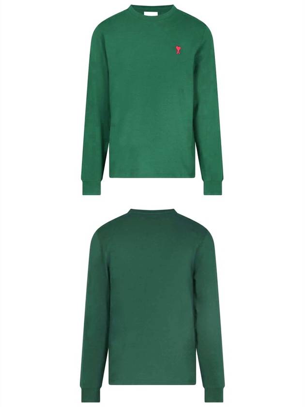 Heart Logo Long Sleeve T-Shirt Green - AMI - BALAAN.