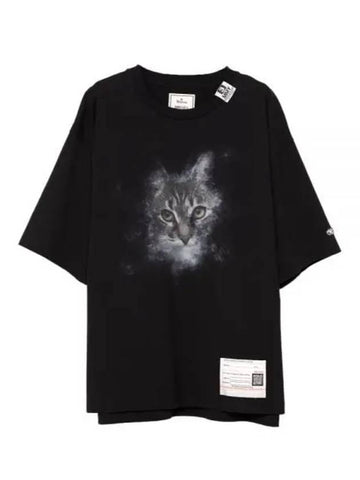 A13TS632 BLACK Cat Print T Shirt - MIHARA YASUHIRO - BALAAN 1