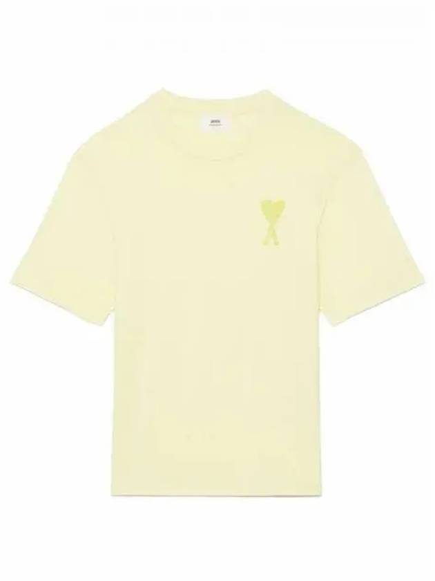 Big Heart Logo Oversized Short Sleeve T-Shirt Yellow - AMI - BALAAN 2