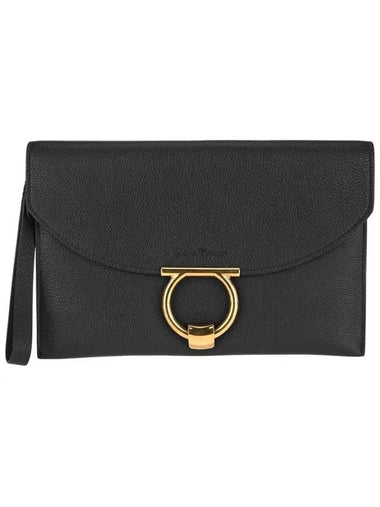 Gancini Margot Clutch Bag Black - SALVATORE FERRAGAMO - BALAAN 1