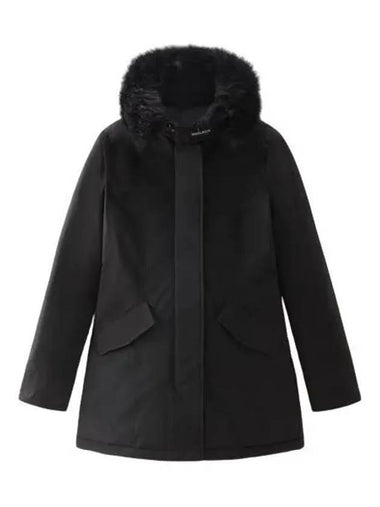 Fox Fur Trimmed Hooded Parka Black - WOOLRICH - BALAAN 1