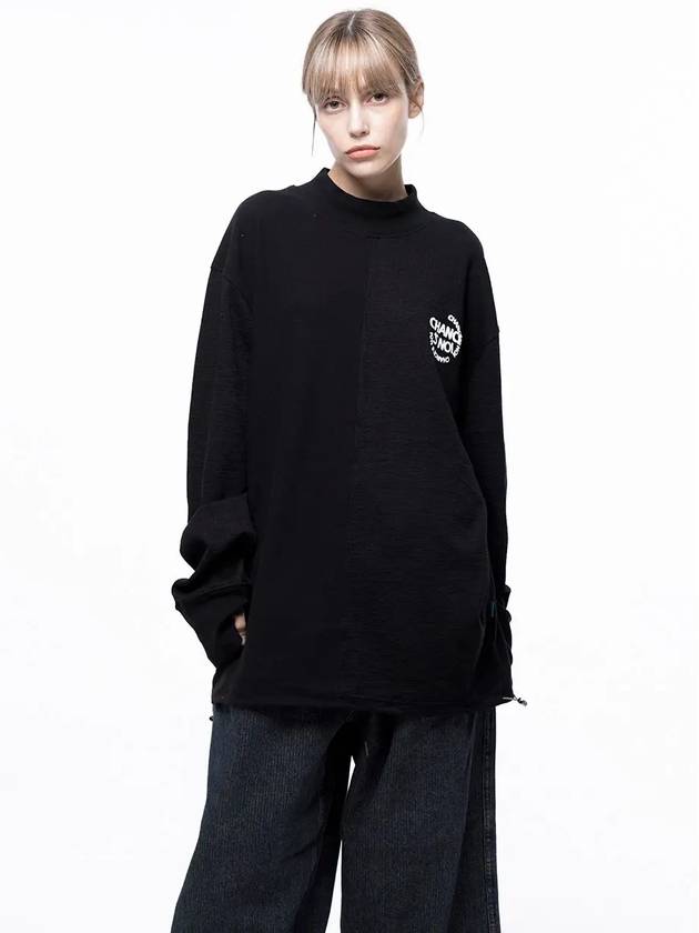 Four Woman Women s M243MT03BK Circular Reverse Sleeve Half Neck Sweatshirt Black - CHANCE'S NOI - BALAAN 2