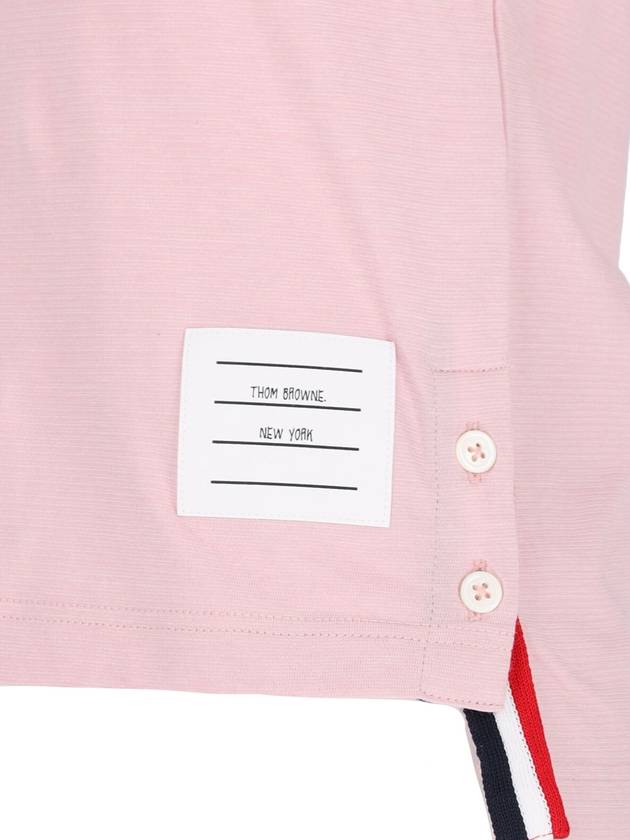 Women's Melange Jersey Ringer Short Sleeve T-Shirt Light Pink - THOM BROWNE - BALAAN 5