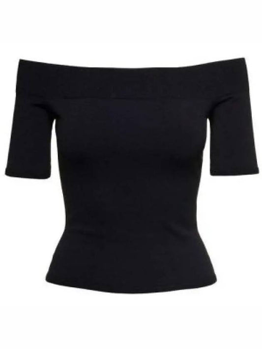 Off Shoulder Short Sleeve T-Shirt Black - ALEXANDER MCQUEEN - BALAAN 2