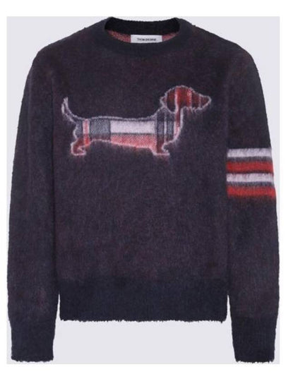 4 Bar Check Hector Jacquard Mohair Knit Top Navy - THOM BROWNE - BALAAN 2