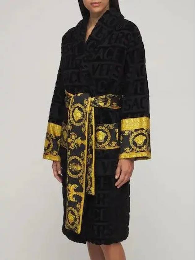 Baroque Pattern Bathrobe Lounge Wear Black - VERSACE - BALAAN 4