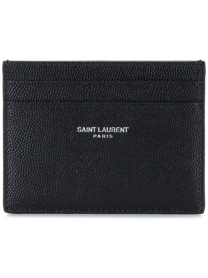 Embossed Leather Card Wallet Black - SAINT LAURENT - BALAAN 2