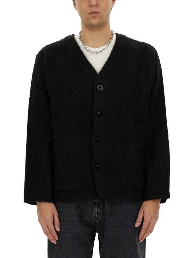 Mohair V-Neck Relaxed Fit Wool Cardigan Black - OUR LEGACY - BALAAN 2