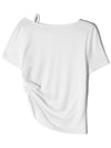 Unbalanced Strap Balloon Half Short Sleeve T-shirt White - LESEIZIEME - BALAAN 8