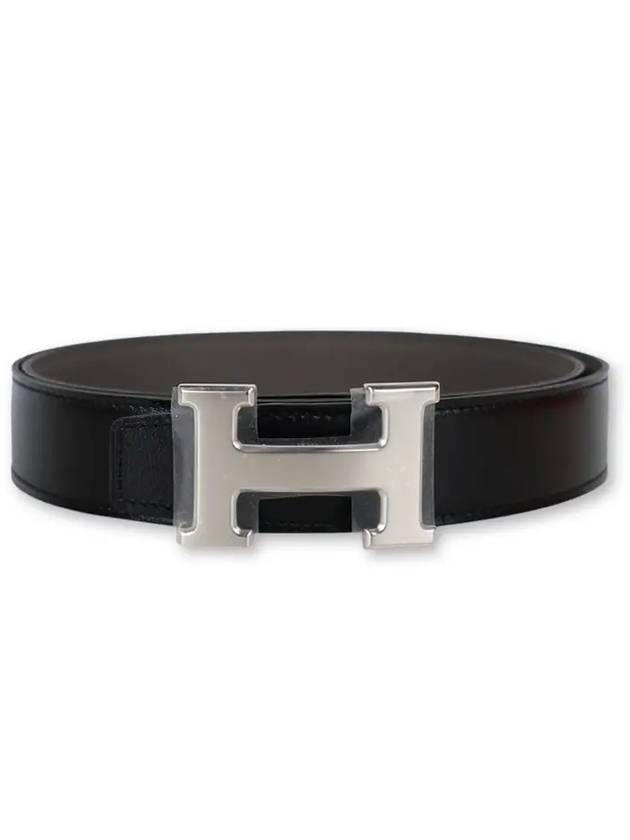 H Buckle 32MM Reversible Leather Belt Noir Etain - HERMES - BALAAN 2