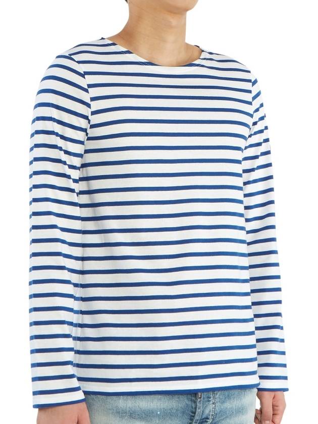 Minquiers Modern Stripe Long Sleeve T-Shirt White Blue - SAINT JAMES - BALAAN 5