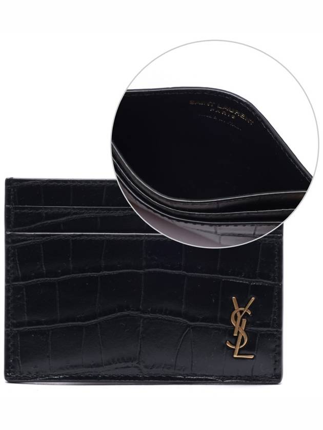 Monogram Logo Crocodile Card Wallet Black - SAINT LAURENT - BALAAN 2