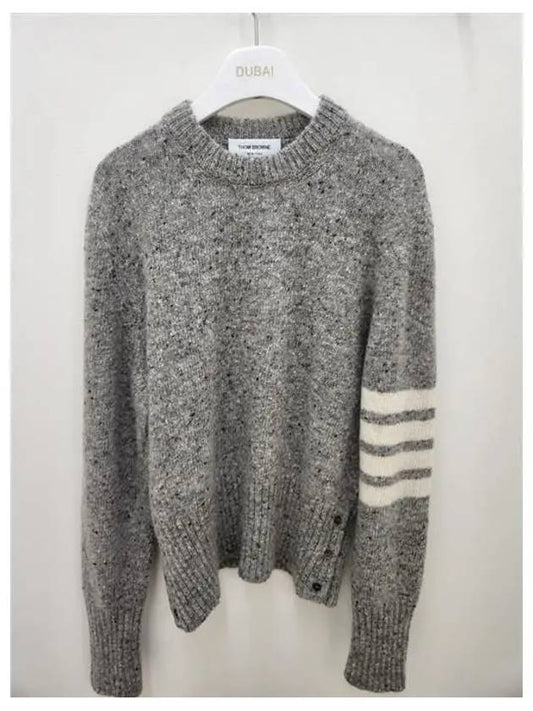 diagonal striped mohair wool knit top gray - THOM BROWNE - BALAAN.