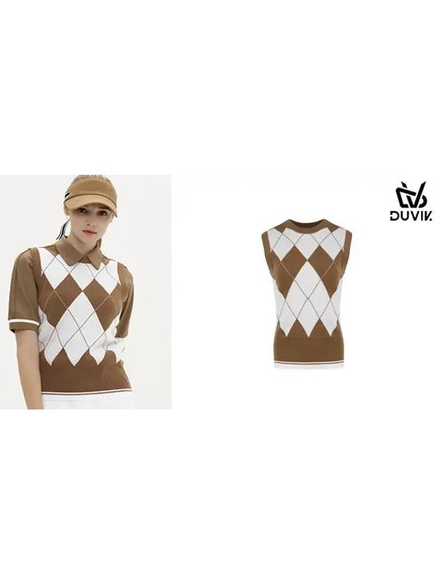 Round Deformation Argyle Knit Vest DD3WSV271CM - DUVIK - BALAAN 7