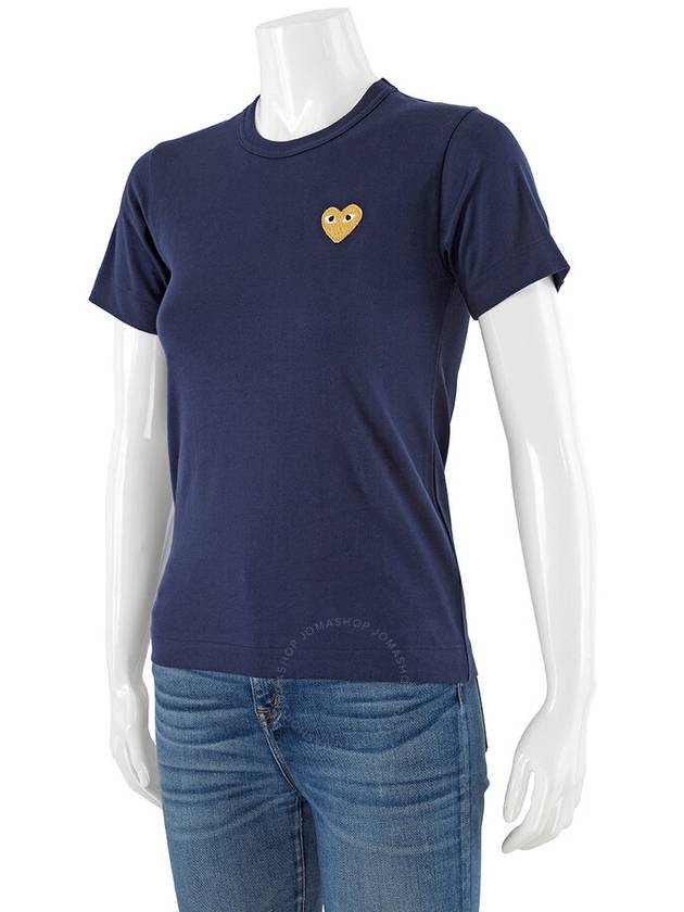 Gold Heart Wappen Short Sleeve T-Shirt Navy - COMME DES GARCONS - BALAAN 3