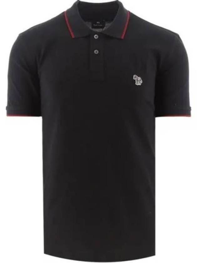 Zebra Patch Regular Fit Short Sleeve Polo Shirt Black - PAUL SMITH - BALAAN 2