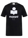 Karman Logo Print Linen Short Sleeve T-Shirt Black - ISABEL MARANT - BALAAN 2