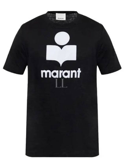 Karman Logo Print Linen Short Sleeve T-Shirt Black - ISABEL MARANT - BALAAN 2