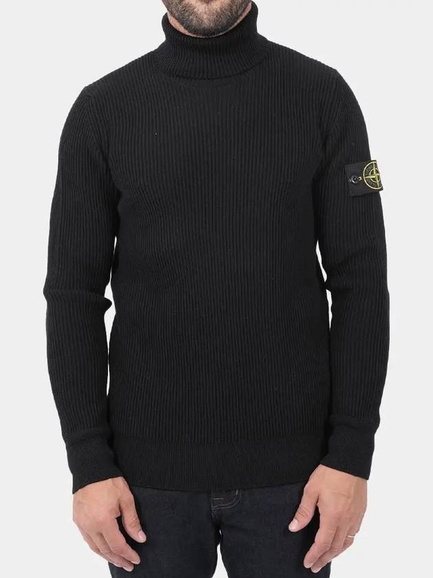 Logo Knit Turtleneck Black - STONE ISLAND - BALAAN 3