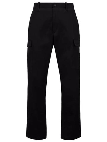 Cotton Gabardine Cargo Straight Pants Black - MONCLER - BALAAN 1