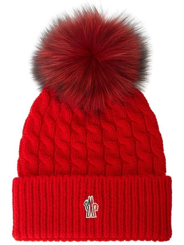 Pom Pom Wool Beanie Red - MONCLER - BALAAN 1